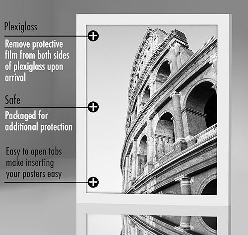Vista 230 de Americanflat - Marco para póster de 71 x 74 cm con plexiglás pulido, portarretratos negro de madera industrializada, Epic Collection, marco ancho