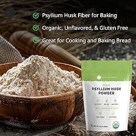Kate Naturals Psyllium Husk Powder for Fiber, Digestion & Baking Bread. Mixes Easily with Juice & Smoothies (1.5lb, Organic, Gluten Free, Fine Ground)