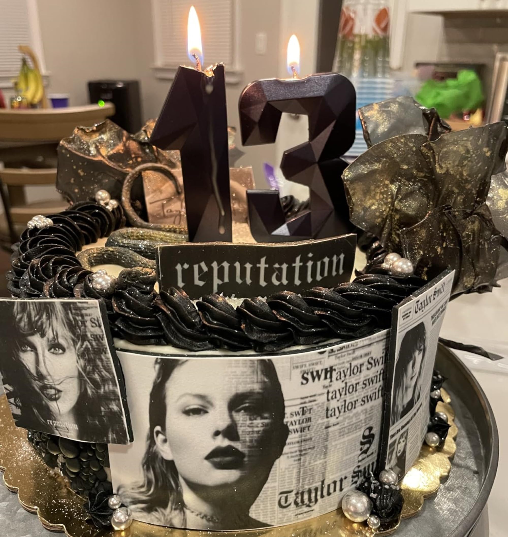 DERVENTA Vela de cumpleaños con número grande 3D negro de 3.7 pulgadas, decoración de fiesta, celebración, aniversario, decoración para tartas, 1 pieza (número 9 negro)
