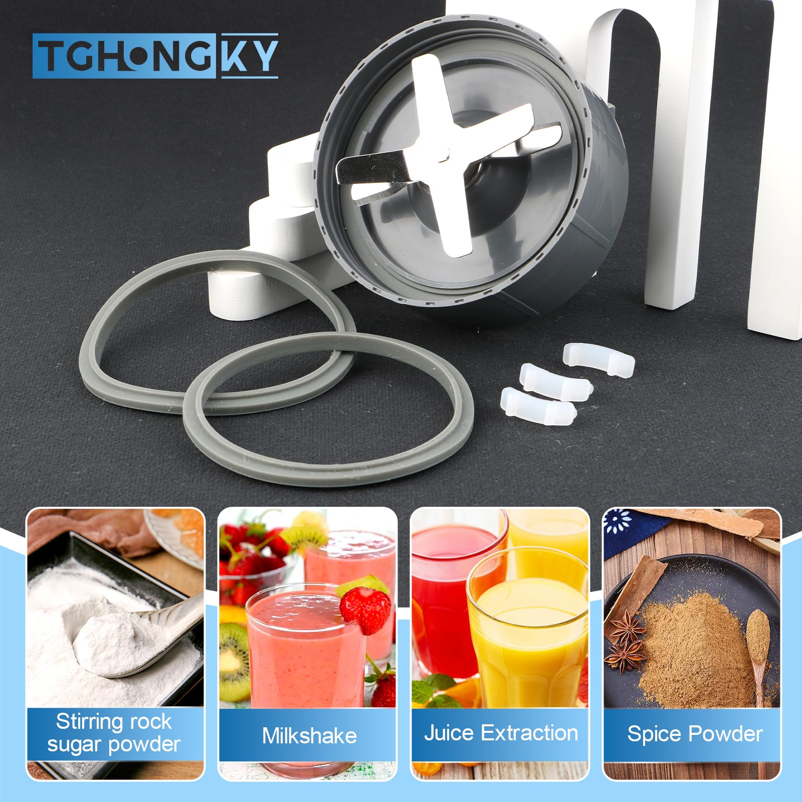 Lame Frullatore per NutriBullet 900W Lame Blender per NutriBullet 600 et 900W Ricambi Frullatore Lama Guarnizione Frullatore per NutriBullet 900W con 3 Cuscini Ammortizzanti