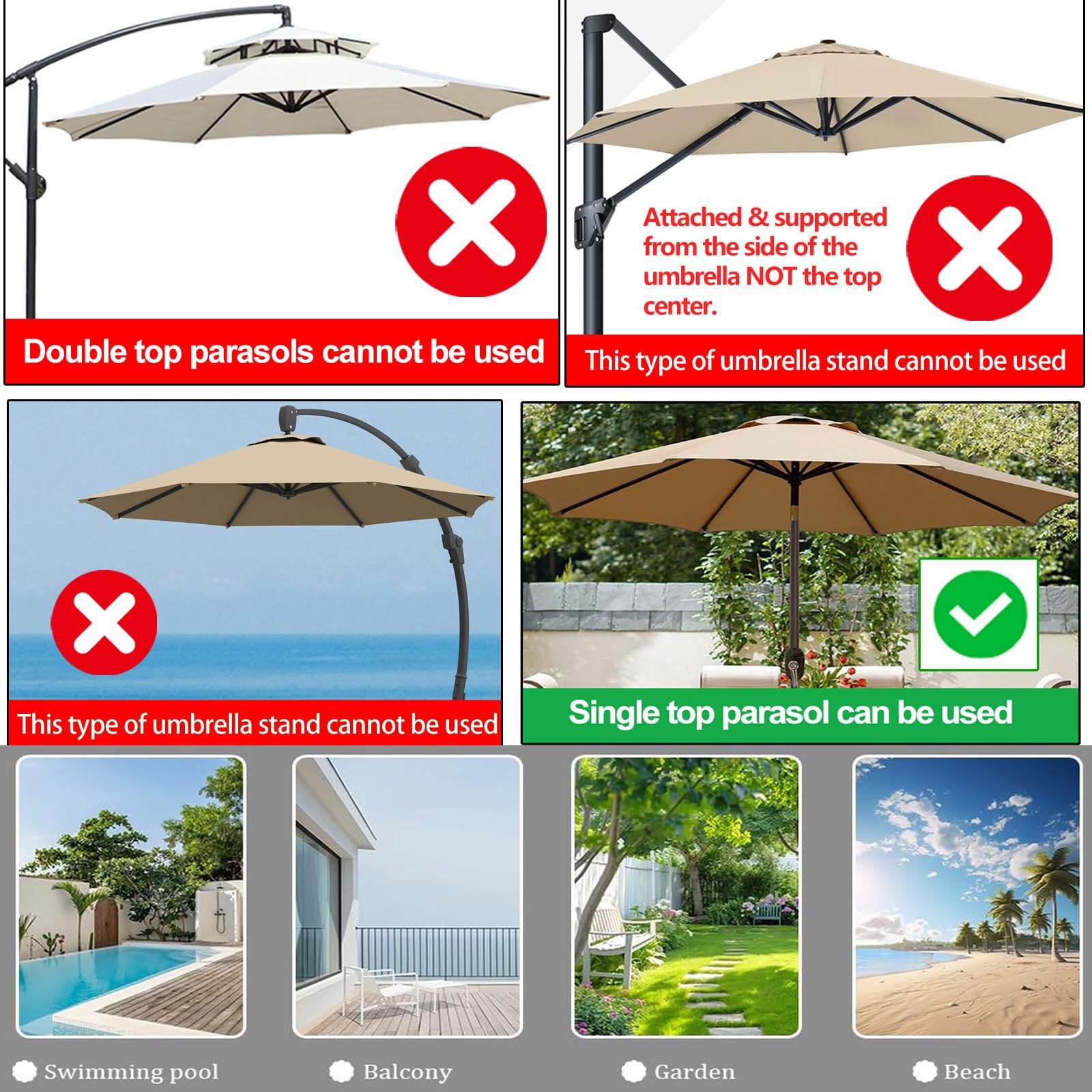 Générique Auvent De Rechange pour Parasol De Terrasse 4.0m Toile De Rechange pour Parasol D'extérieur De 8 Baleines