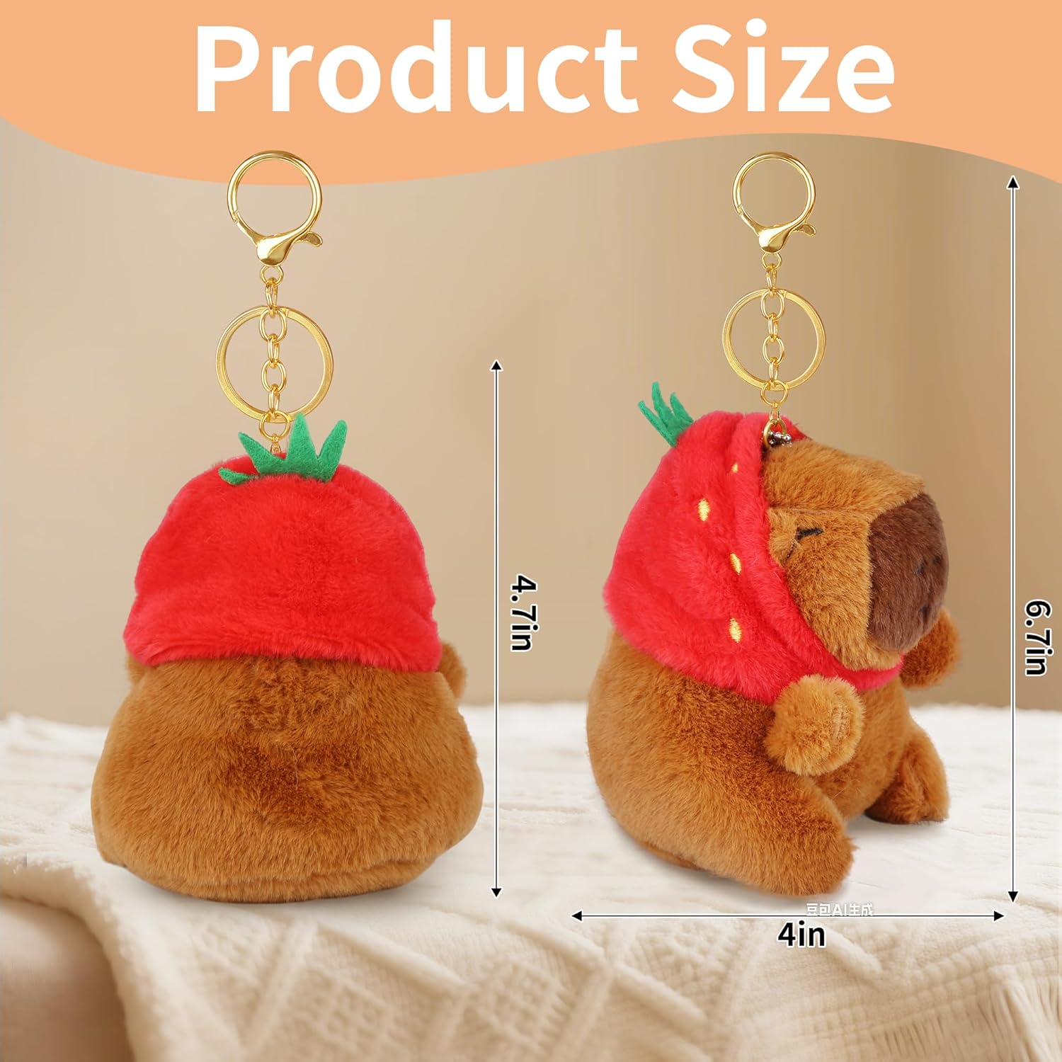 Cute Plush Keychain, Kawaii Stuffed Animal Key Chains for Women Men Girls Boys - Image 3