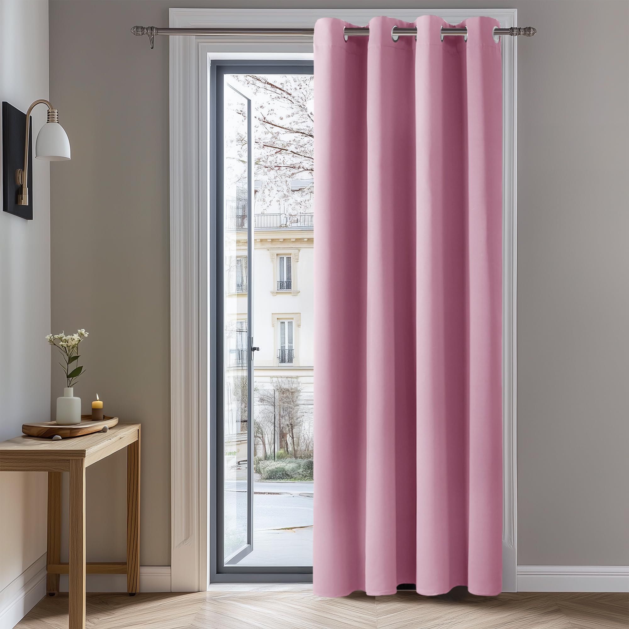 Deconovo Pink Curtain Eyelet Energy Saving Room Darkening Thermal Insulated Blackout Curtain For Nursery 52"X 72" 1 Panel Large