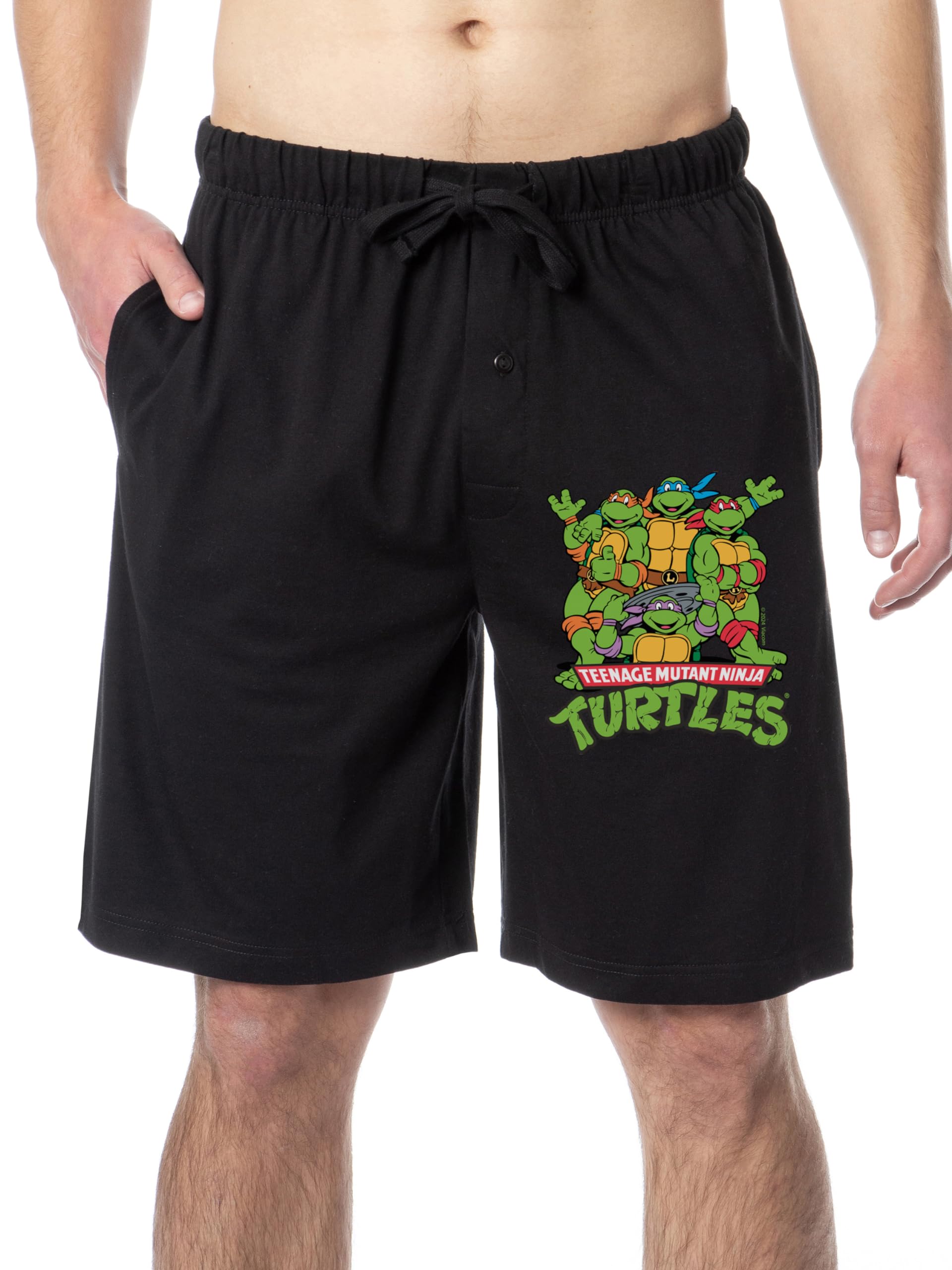 Intimo Men's Black Nickelodeon Tmnt Teenage Mutant Ninja Turtles ' Sleep Lounge Pajama Shorts, 4X-Large