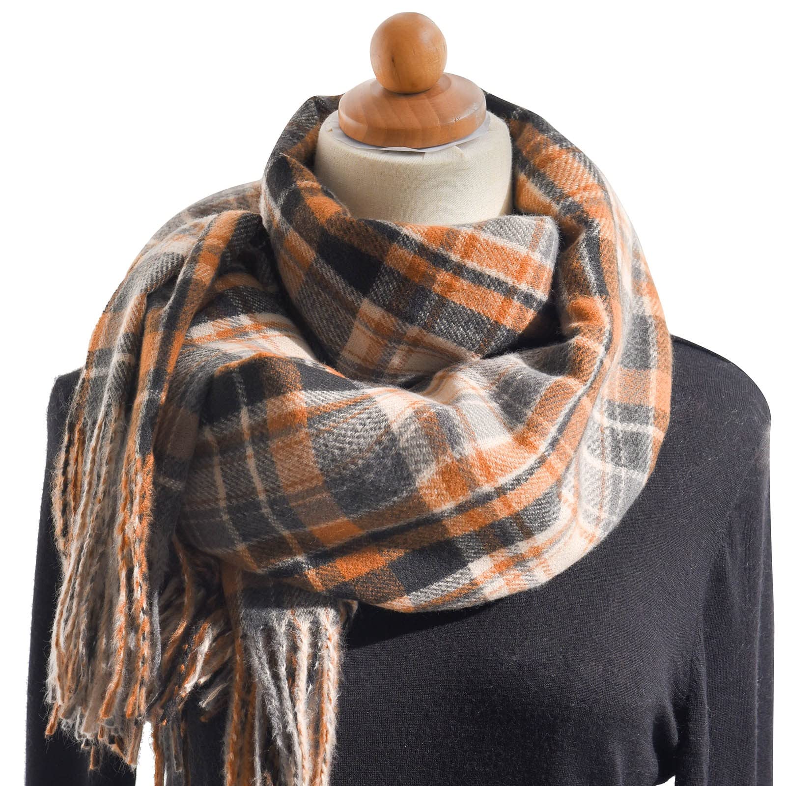 Sciarpa Scozzese Colorata Autunno e Inverno per Donna Sciarpa Calda con Frange ispessente Sciarpa da Uomo(E-A)