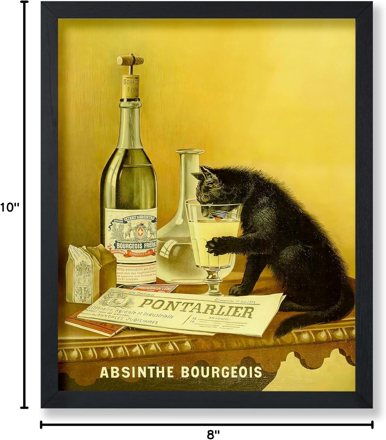 Poster Master Vintage Poster - Retro Drinking Cat Print - Alcohol Art - Fun Gift for Men, Women, Bartender - Decor for Bar, Man Cave, Kitchen, Restaurant - 8x10 UNFRAMED Wall Art