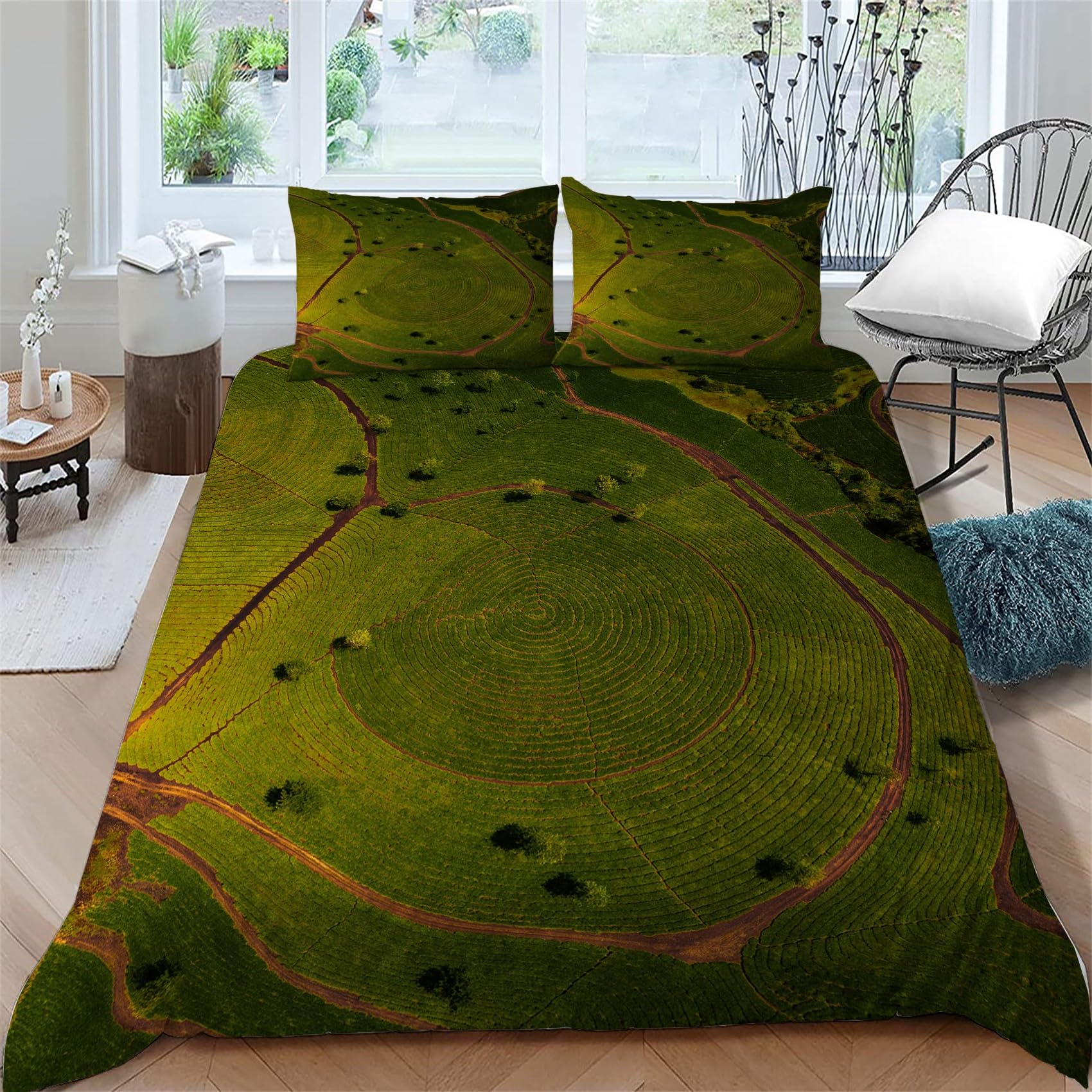 Housse de couette 220x240 vert finie la couette qui glisse grâce au zip intégré