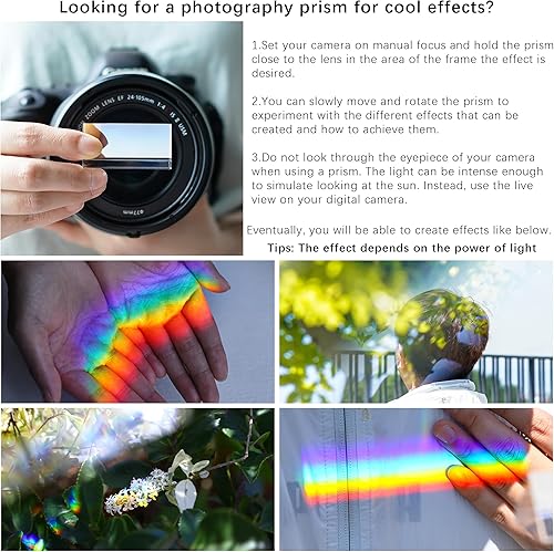 Miniatura 6 de QFkris 4 prismas triangulares de cristal transparente K9 para fotos, luces de arcoíris, prismas ópticos de cristal, física, enseñanza, espectro de