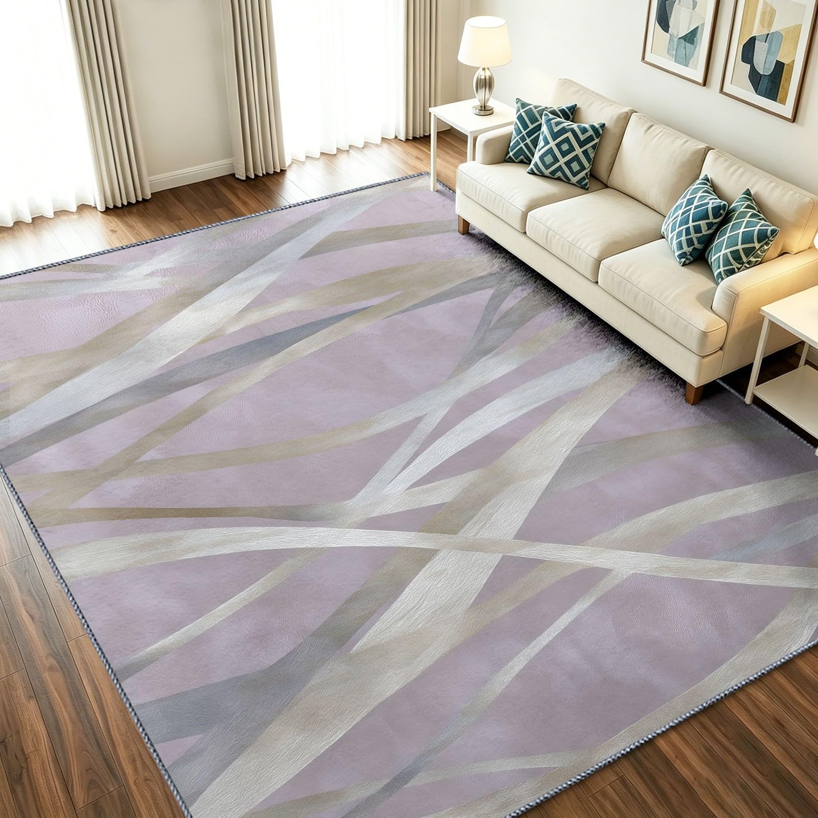 Tapis géométrique irrégulier doux et lavable pour intérieur moderne
