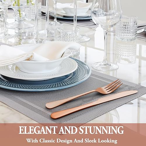 Miniatura 20 de Juego de cubiertos de 24 piezas, servicio para 4, de acero inoxidable, pulidos con espejo, juego de vajilla para comer, incluye juego de tenedor