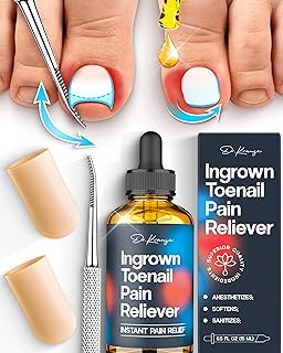Dr. Krause Ingrown Toenail Treatment Kit - 2 Gel Toe Caps & Toenail File & Best Ingrown Toenail Pain Reliever 0.5oz & Toen...
