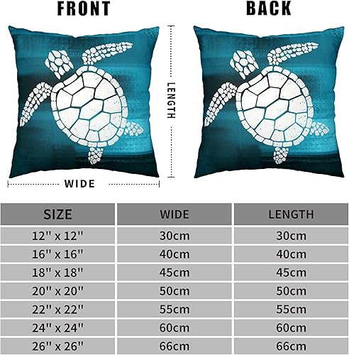 Miniatura 5 de Kwlegh Juego de 2 fundas de almohada decorativas con temática de playa de 18 x 18 pulgadas, diseño de tortuga costera moderna, diseño de estrellas