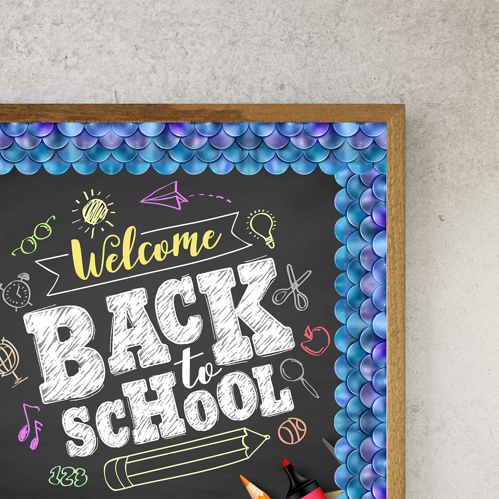 Self Adhesive Border Mermaid Scallops Bulletin Board Border Trim Ocean