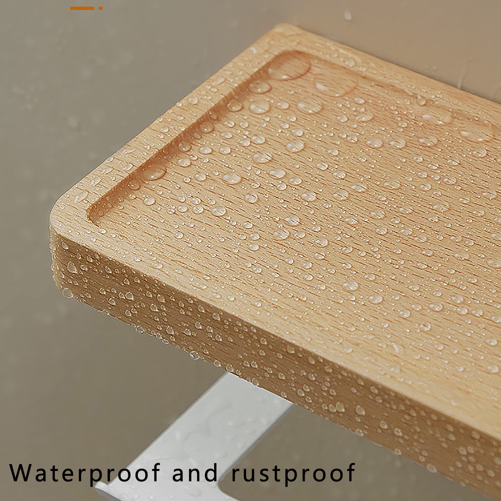 Portarrollos Papel Higienico, Porta Rollos de Papel Higienico Madera, Portarollos Papel Higienico Adhesivo con Espacioso Estante, para Cocina y Baño Multifunción Blanco