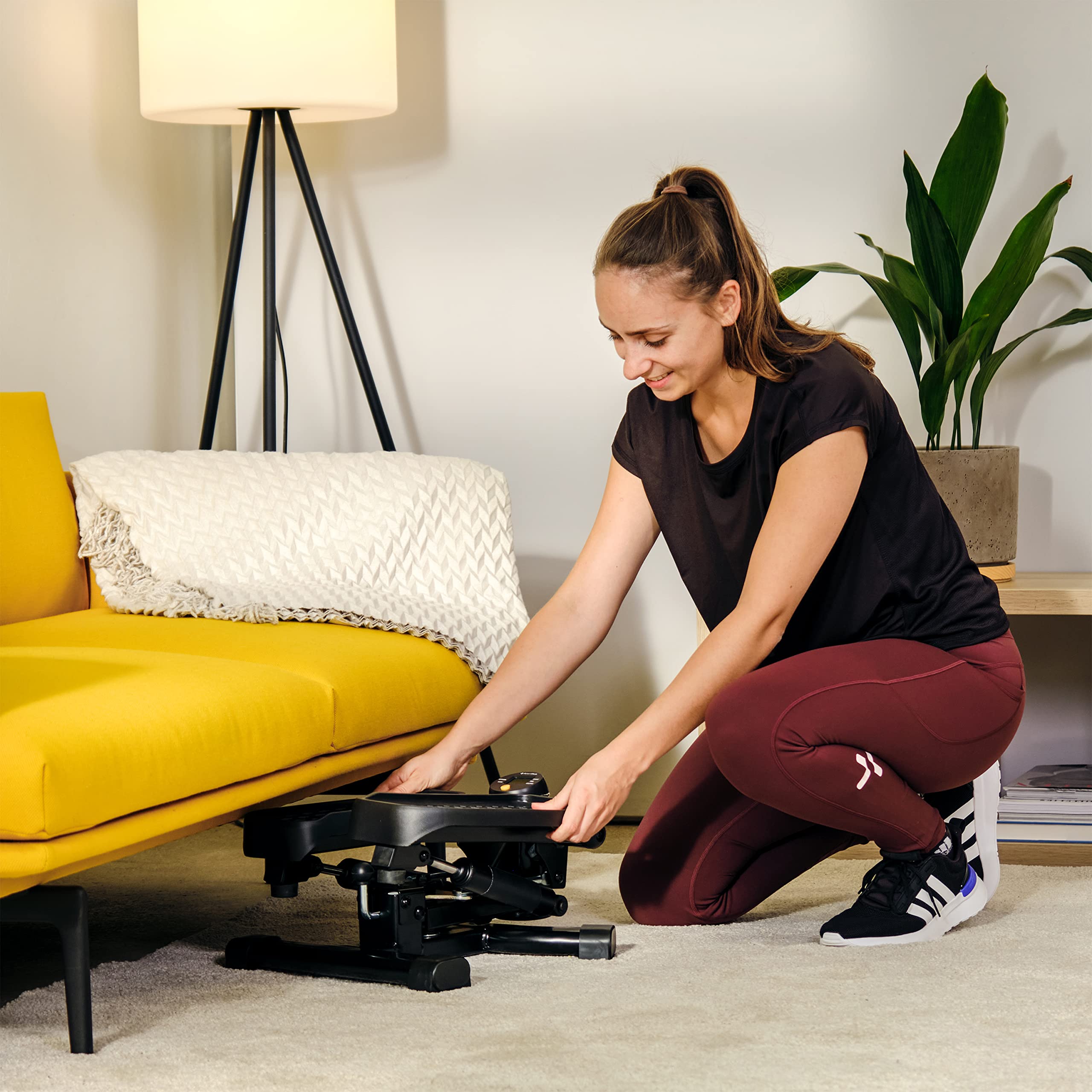 SportPlus Mini stepper 2 w 1 z opatentowaną technologią przełączania, stepper Swing i Stepper w jednym urządzeniu, do 100 kg, niezużywający się cylinder hydrauliczny