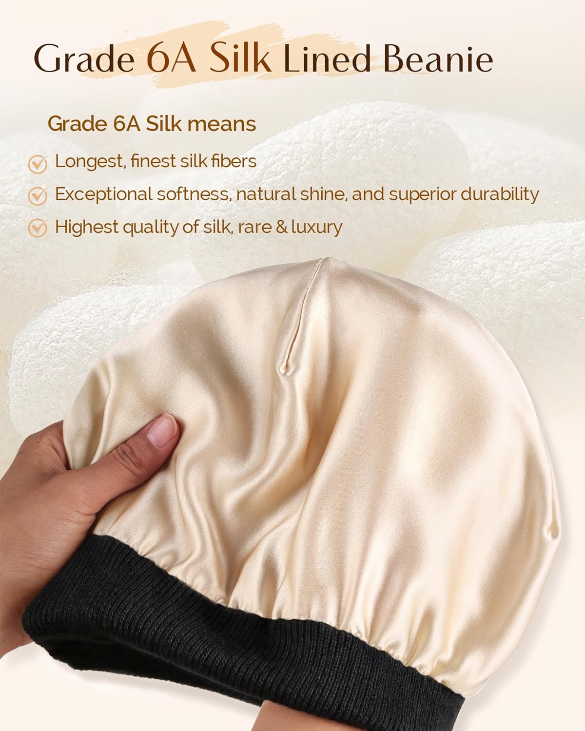 YANIBEST Mulberry Silk Lined Beanie, Winter Hats for Women Men Unisex, Soft Warm Knitted Slouchy Skull Cap - Image 3