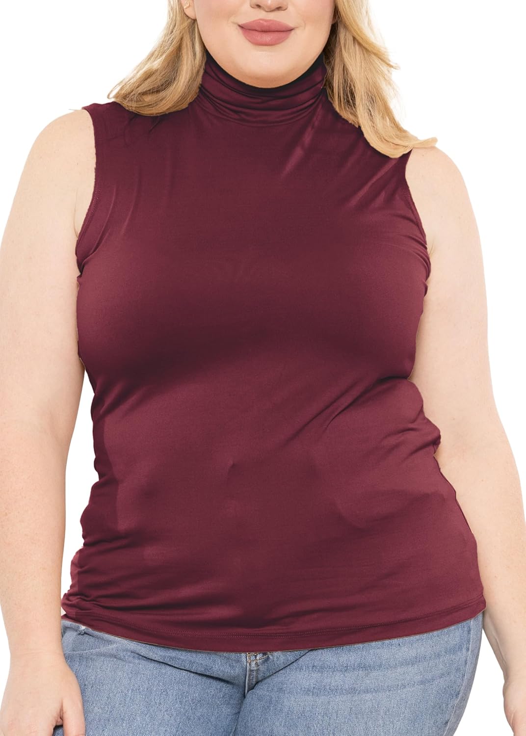 Womens Turtle Neck | Long Sleeve and Sleeveless Top | Plus Size XL-7X | Tops Women White Turtleneck Women