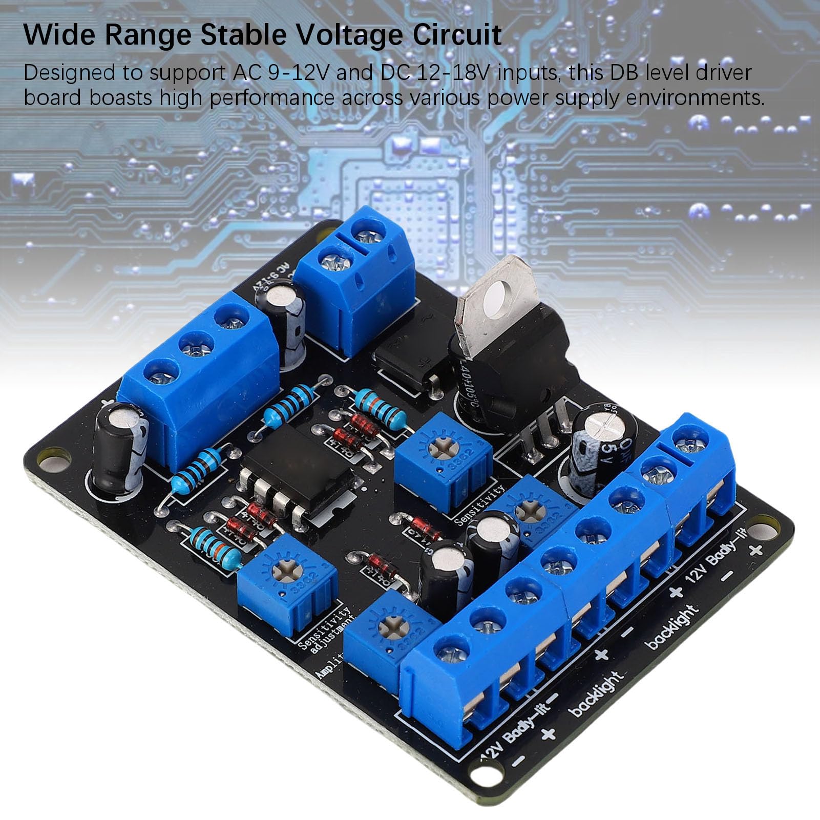 SEAFRONT Scheda Driver VU Meter Scheda Driver Livello DB Meccanismo di Azionamento della Testina Migliorato Ingresso CA 9-12 V CC 12-18 V con Regolazione di Ampiezza e sensibilità per la