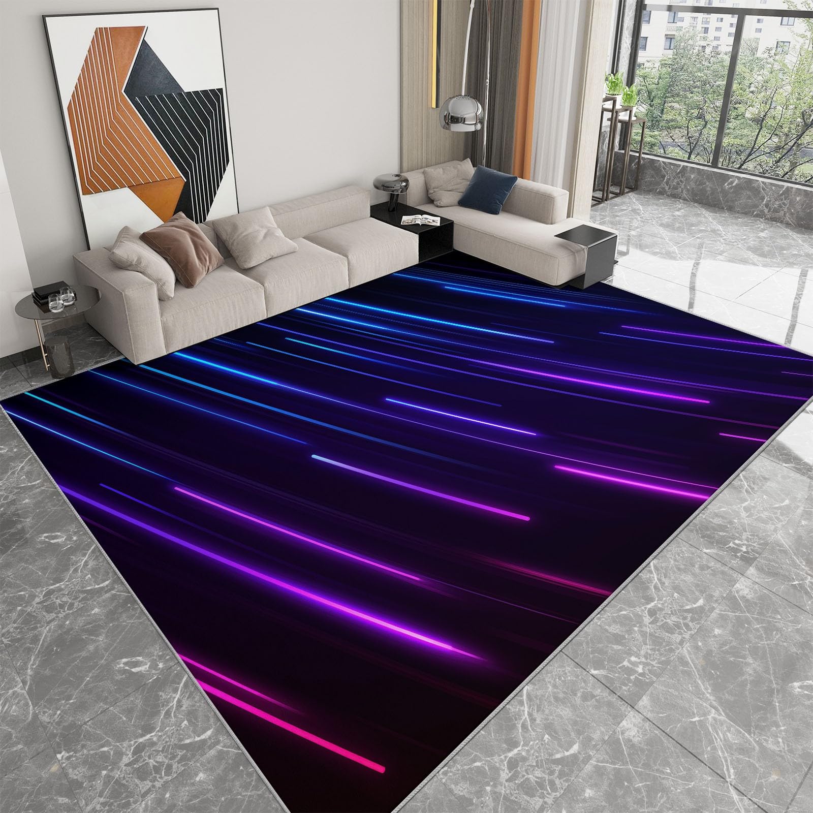 Genérico Dywaniki do salonu neonowe tło 160 x 230 cm mata podłogowa, czarny miękki krótki włos zmywalny antypoślizgowy dywan - do sypialni jadalni salonu dekoracja domu