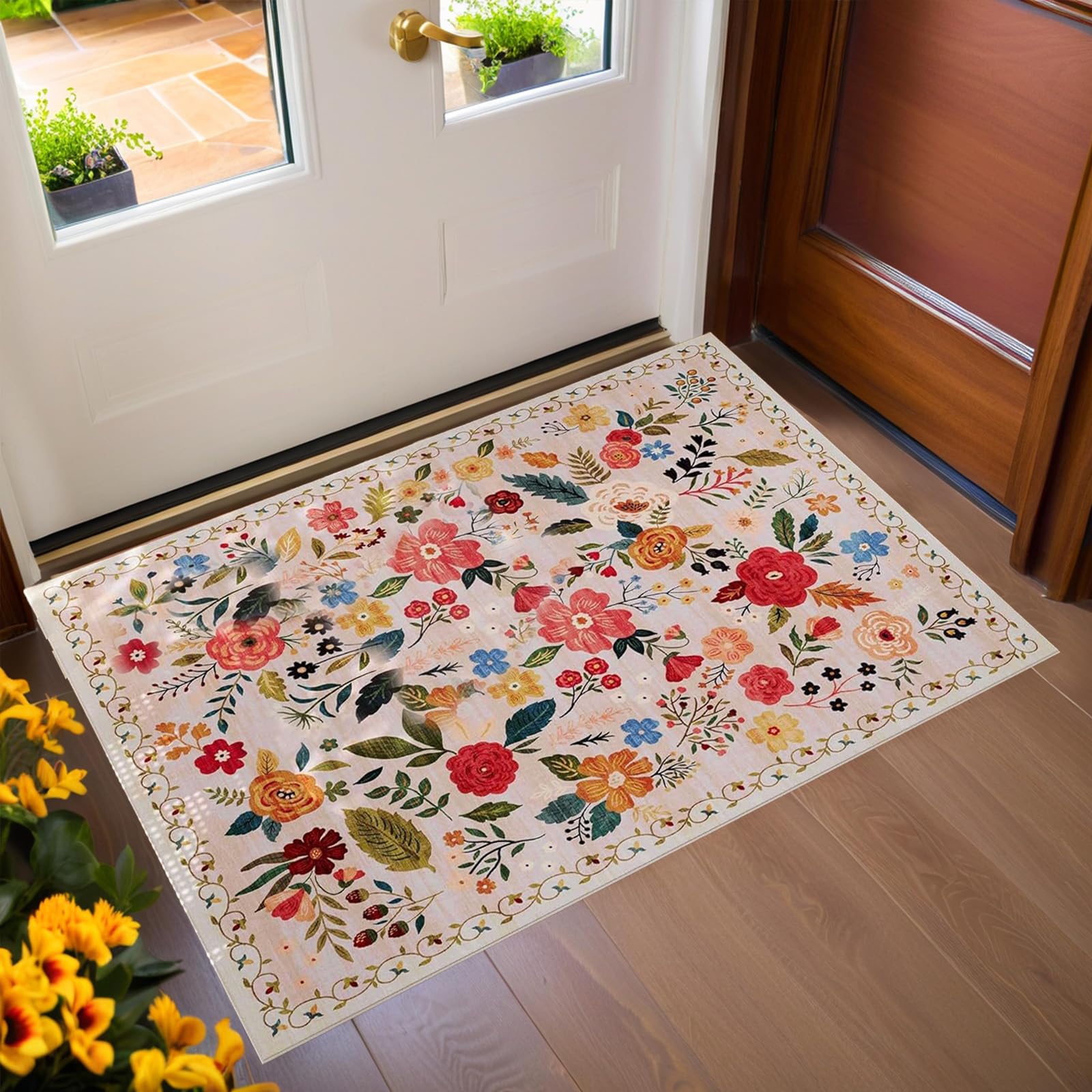 Rugs for Entryway Washable Front Door Area Rug Indoor Rubber Backed Kitchen Area Rug Front Porch Mat Non
