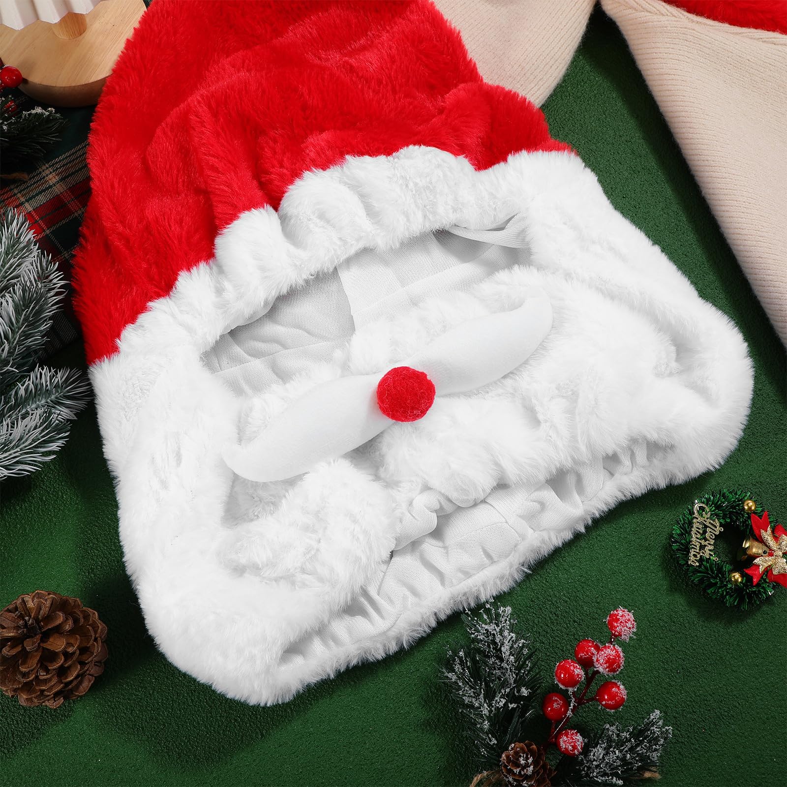 iplusmile Sombrero de Casco de Navidad Cubierta Completa del Casco Cubierta de Adulto Sombrero de Santa Claus para Motocicleta s o Gorra de s poliéster Rojo