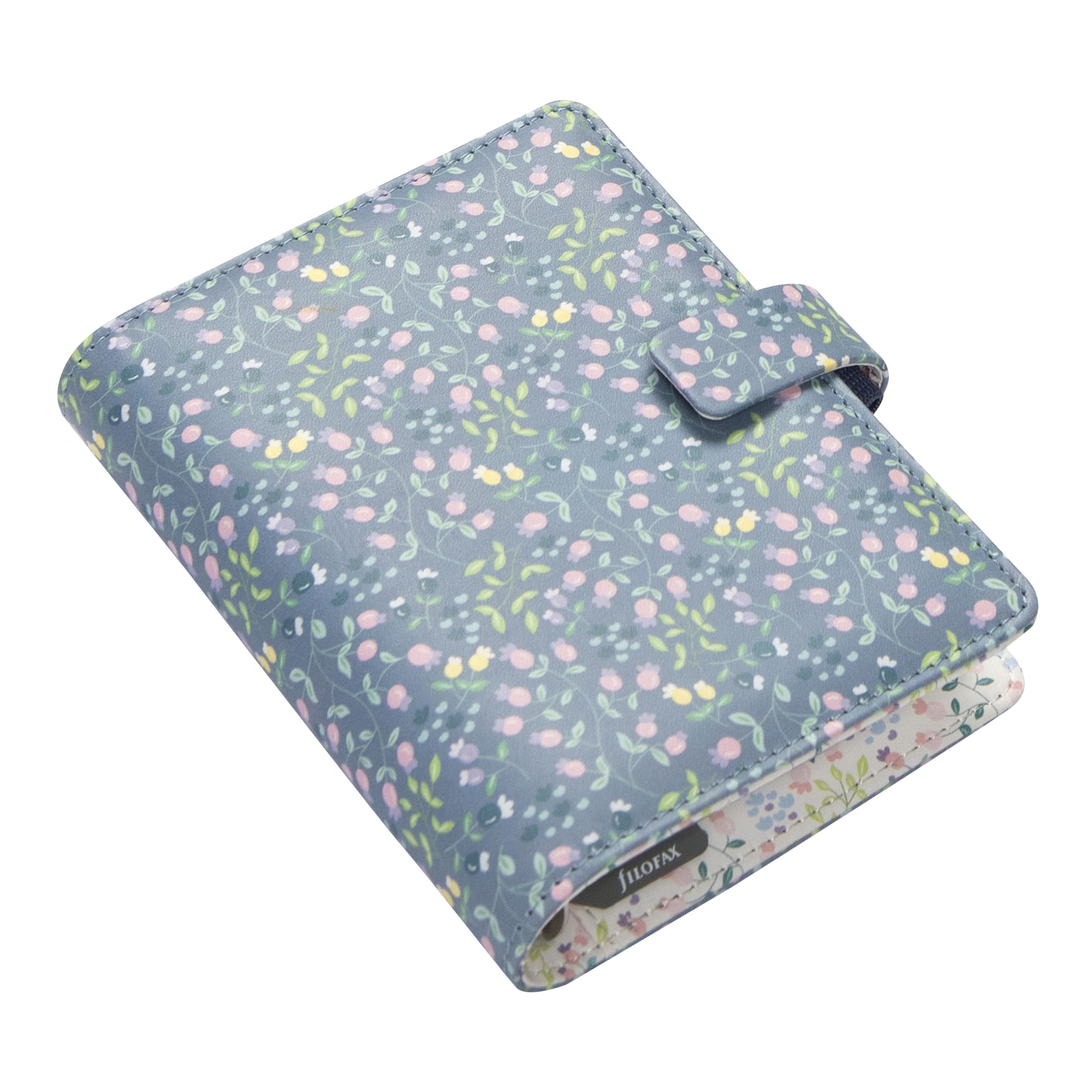 Filofax Organizer per prato, formato tascabile, blu, liscio, effetto pelle, sei anelli, visualizzazione settimanale, multilingue (C021702)