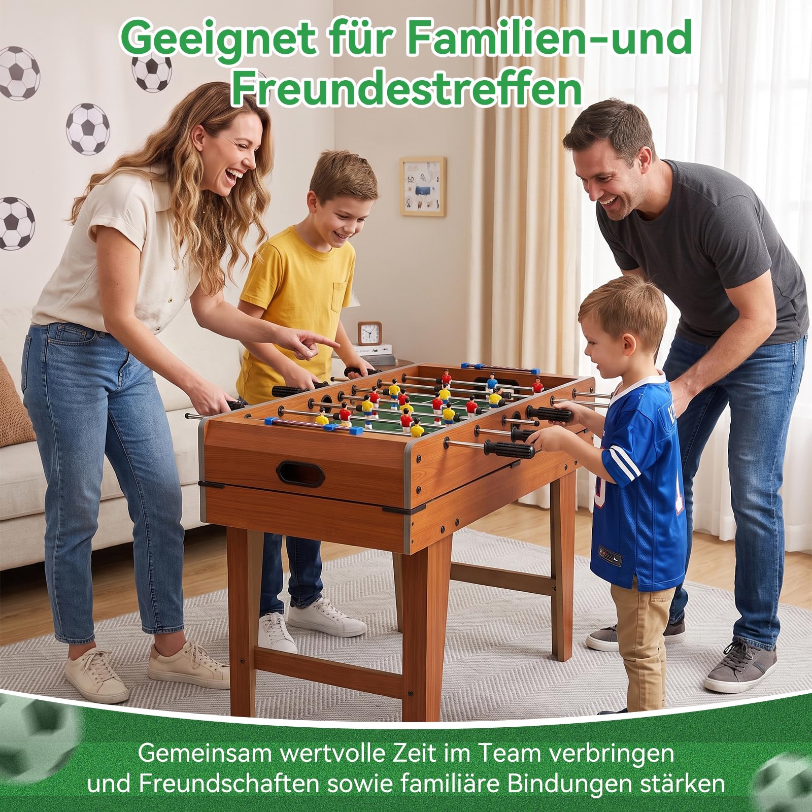 4-in-1 Multi Game Table, Tischkicker Kickertisch for Kids and Adults