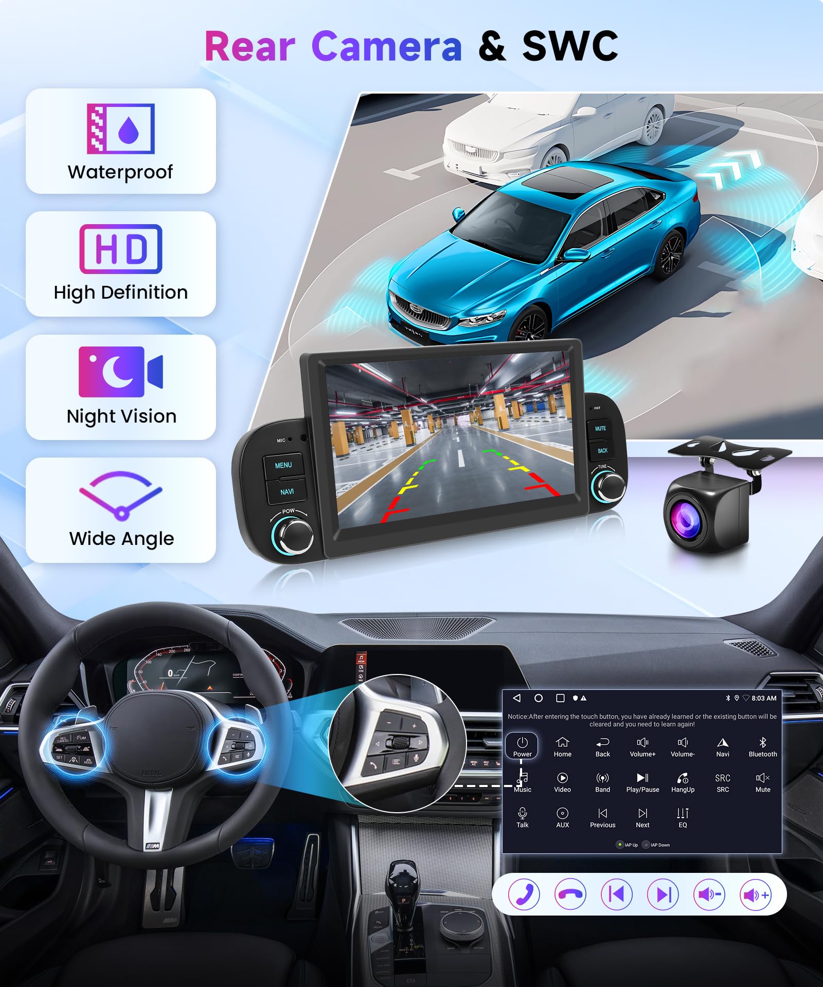 2G 64G Autoradio Android per FIAT Panda 2013-2020 7 Pollici Touchscreen Autoradio Panda con Wireless Carplay Android Auto GPS Mirror Link Bluetooth FM/RDS Radio WiFi USB+ Telecamera Posteriore