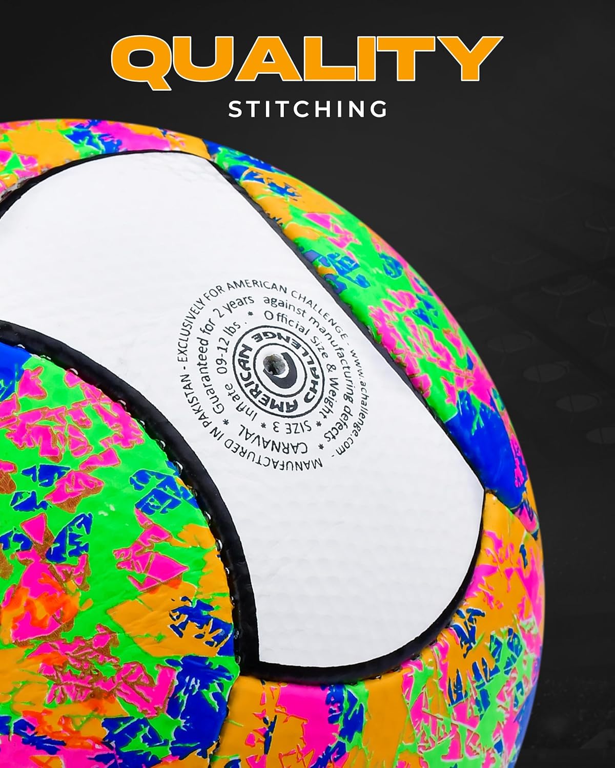 American Challenge Carnaval 18 Panel Soccer Ball – Professional Training Soccer Ball for Grass Fields – Durable TPU Machine Stitched Soccer Balls – Sizes 3, 4 & 5 – Outdoor Practice & Match Play
