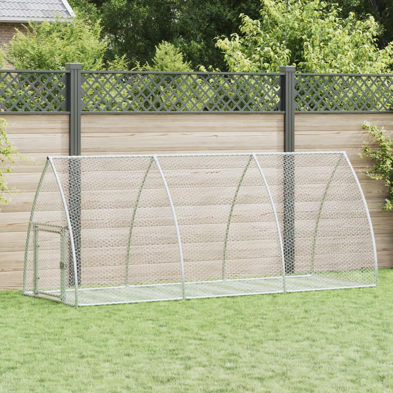 Homgoday Jaula para conejos plateada 300 x 105 x 120 cm de acero galvanizado, decoración de muebles, muebles de interior/exterior para salón, oficina