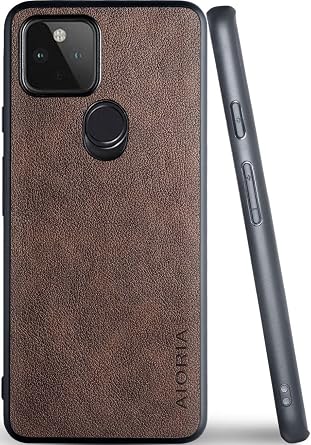 for Google Pixel 5 Case, 6.0 inch Premium PU Leather Phone Cover Retro Design Full Protective case for Google Pixel 5 5g Coffee