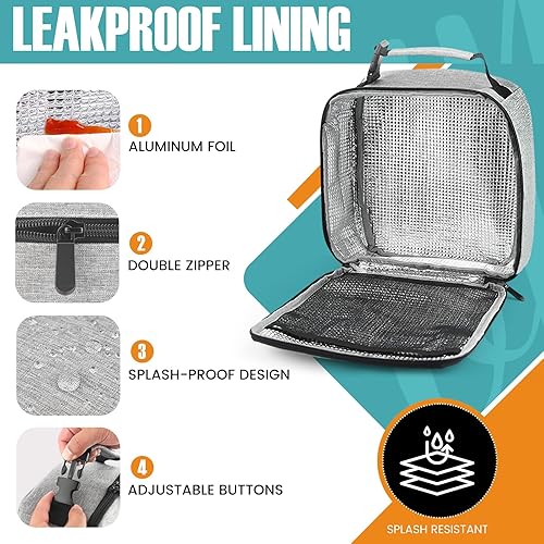 Miniatura 4 de Lonchera para hombres y mujeres, lonchera reutilizable para adultos, pequeña lonchera aislada, bolsa de almuerzo para oficina, trabajo, picnic,