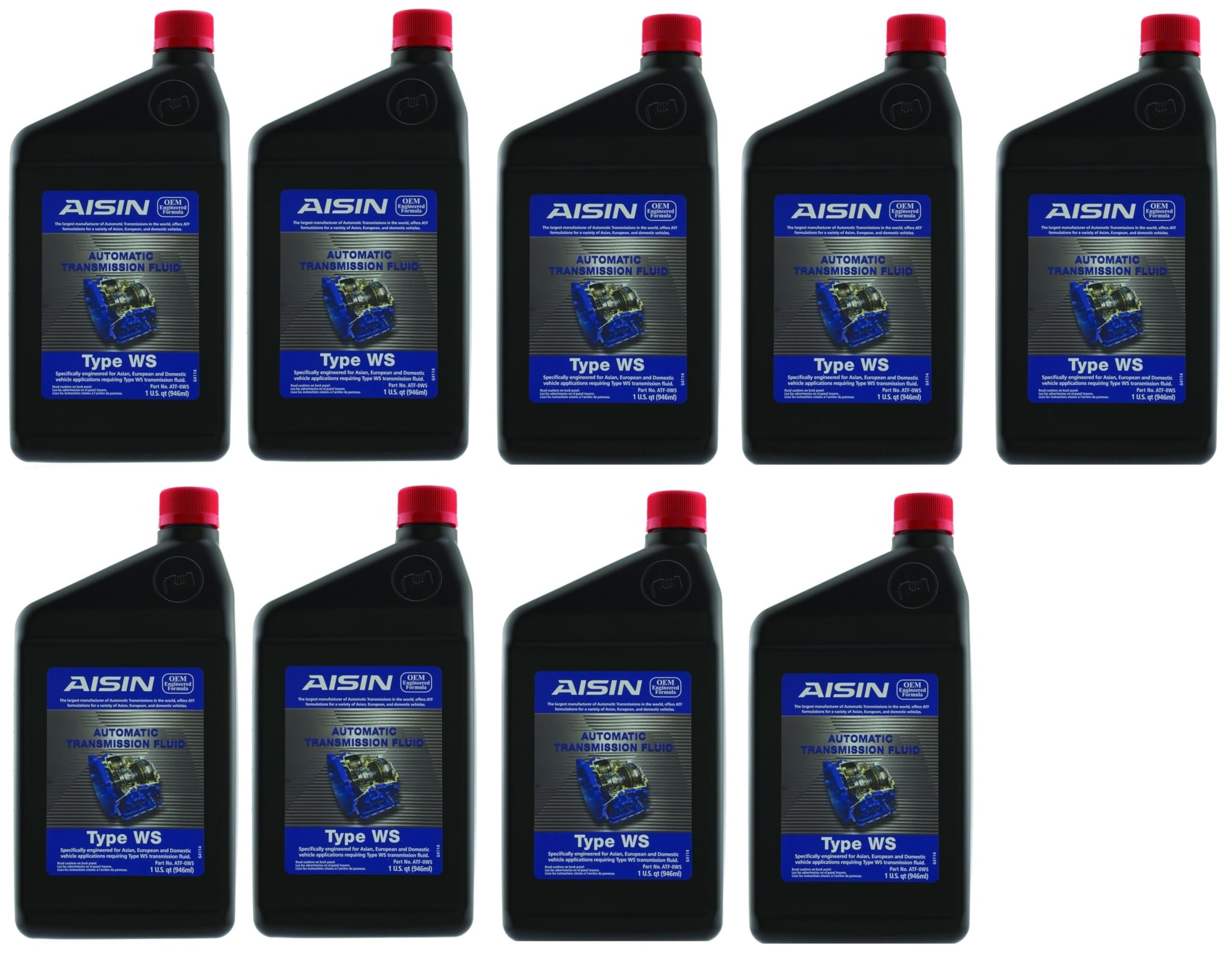Set of 9 Auto Trans Fluids Aisin ATF-0WS for Cadillac Lexus Scion Toyota Volvo