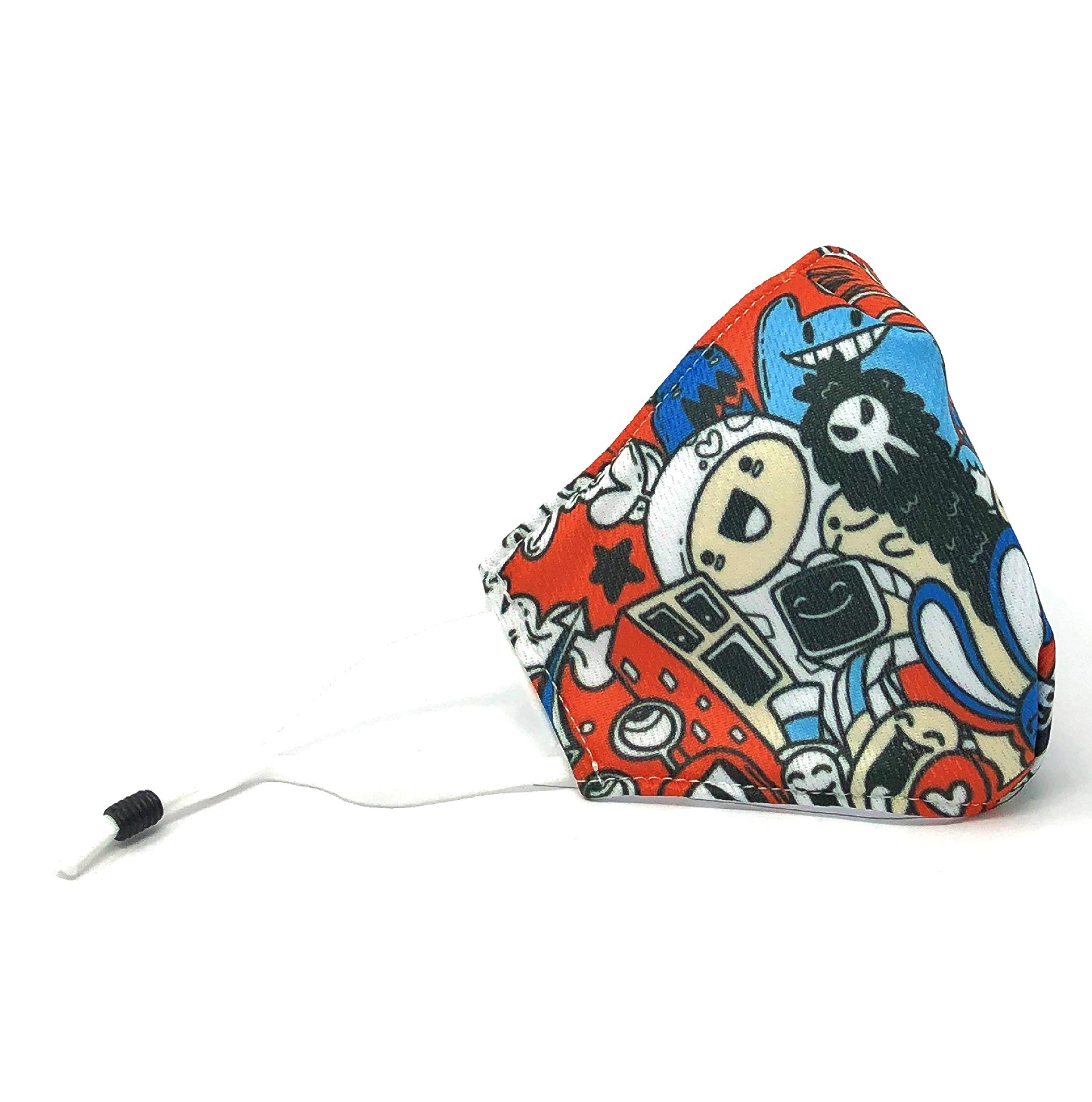 Ink Splash Promos 3 Layer Reusable Face Mask for Kids | Adjustable Ear Loops | Washable, Lightweight & Breathable Fitted Cloth Mouth Covering | Dust Particle & Droplet Protection (Child, Fun Monsters)