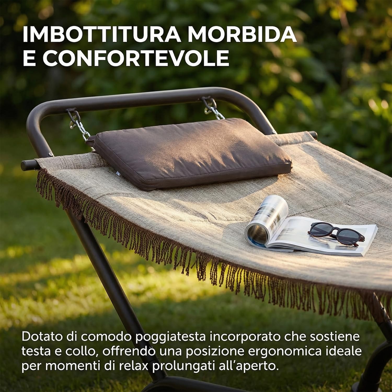 Marvin Cuscino di Ricambio per Amaca Bali Sospesa Colore Beige Tessuto Morbido Imbottito Resistente (Beige)