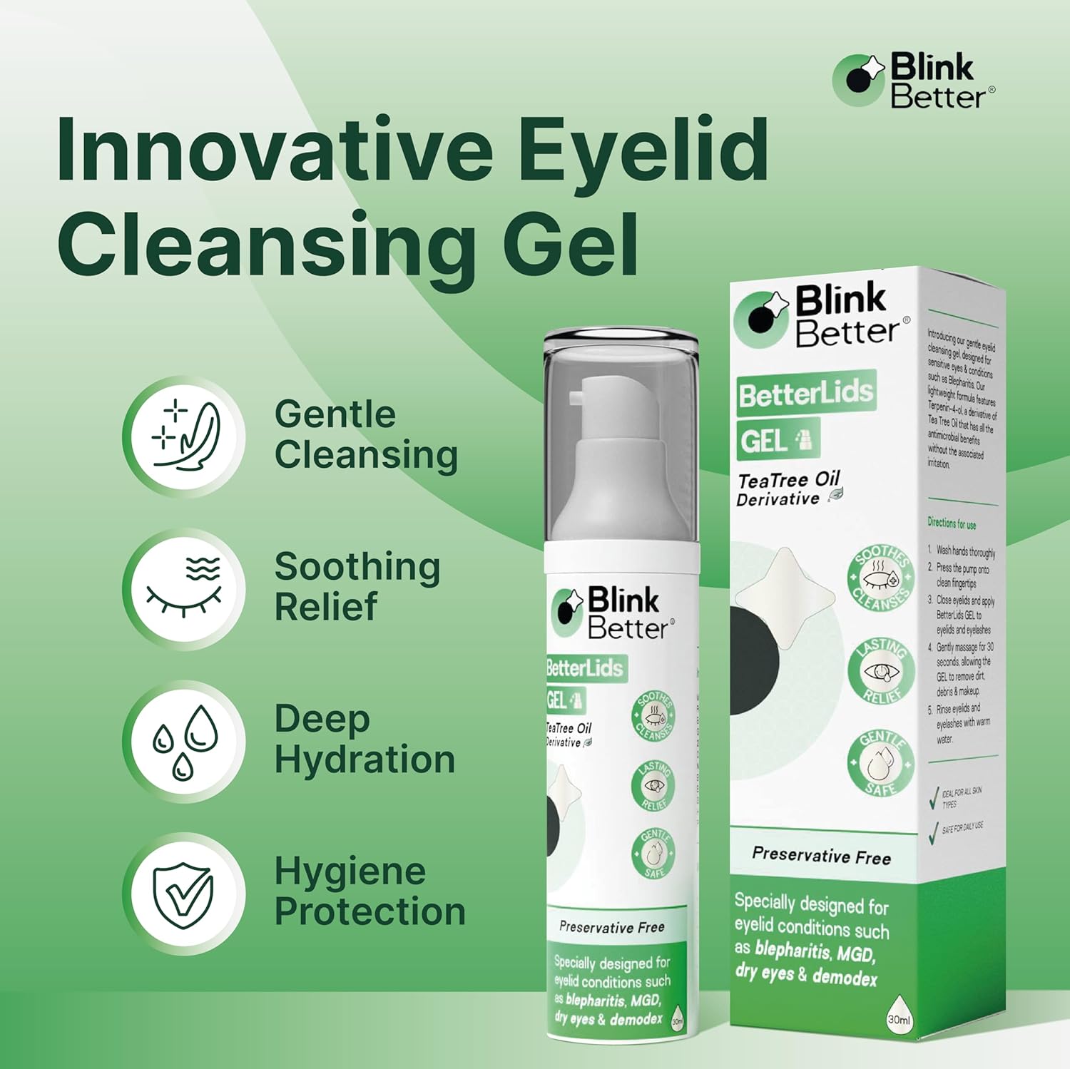 BetterLids Eyelid Cleansing Gel – Gentle Centella & Tea Tree Extract Cleanser – Refreshes & Cleanses for Daily Eyelid Care – Preservative-Free – 1.06 oz - Image 2