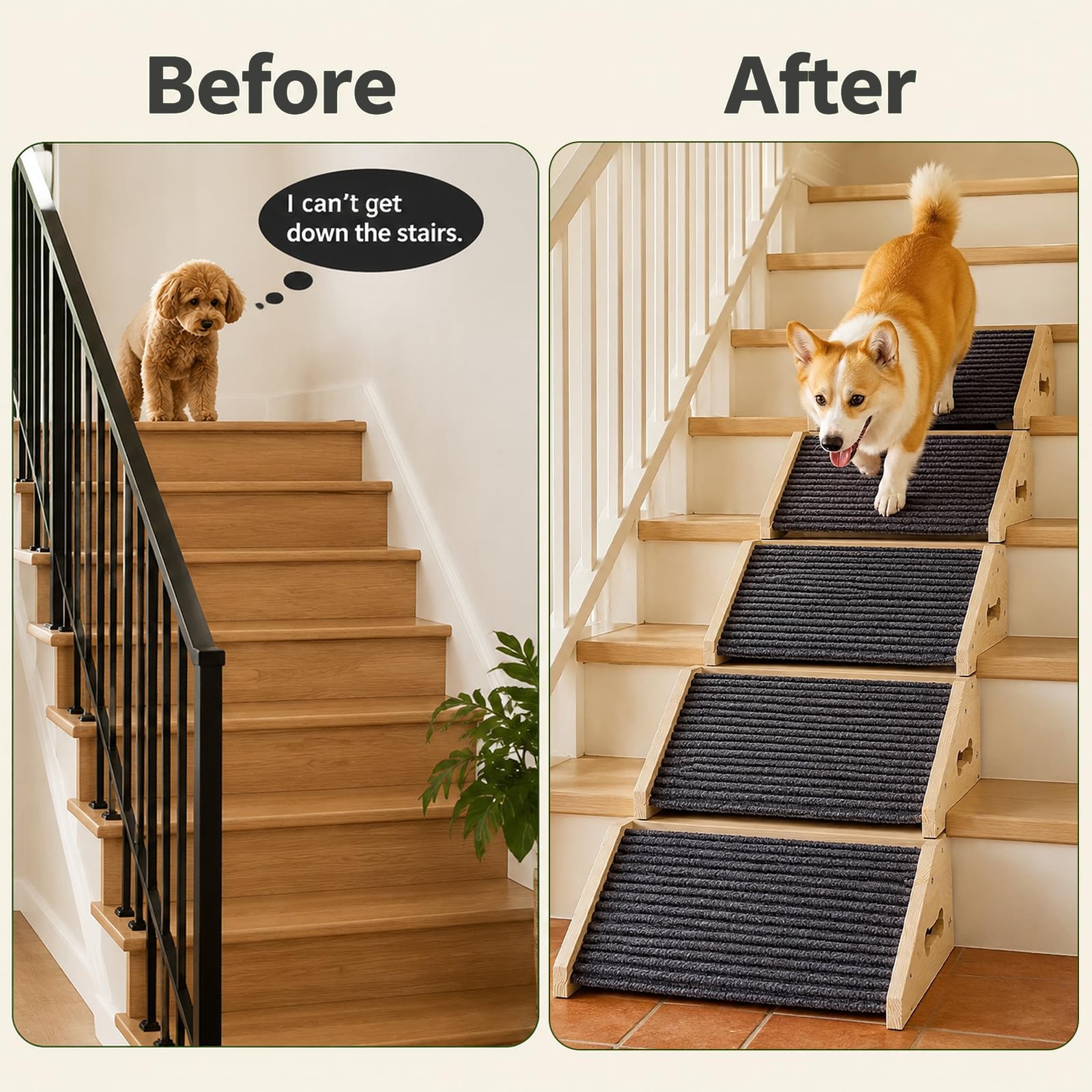 4 Stück Hunderampe, Hunde Treppe für Sofa und Bett, rutschfeste Haustiertreppe mit Teppichoberfläche, Treppenhilfe für Kleine Hunde und Katzen, Hunderampe Couch für Alte Haustiere