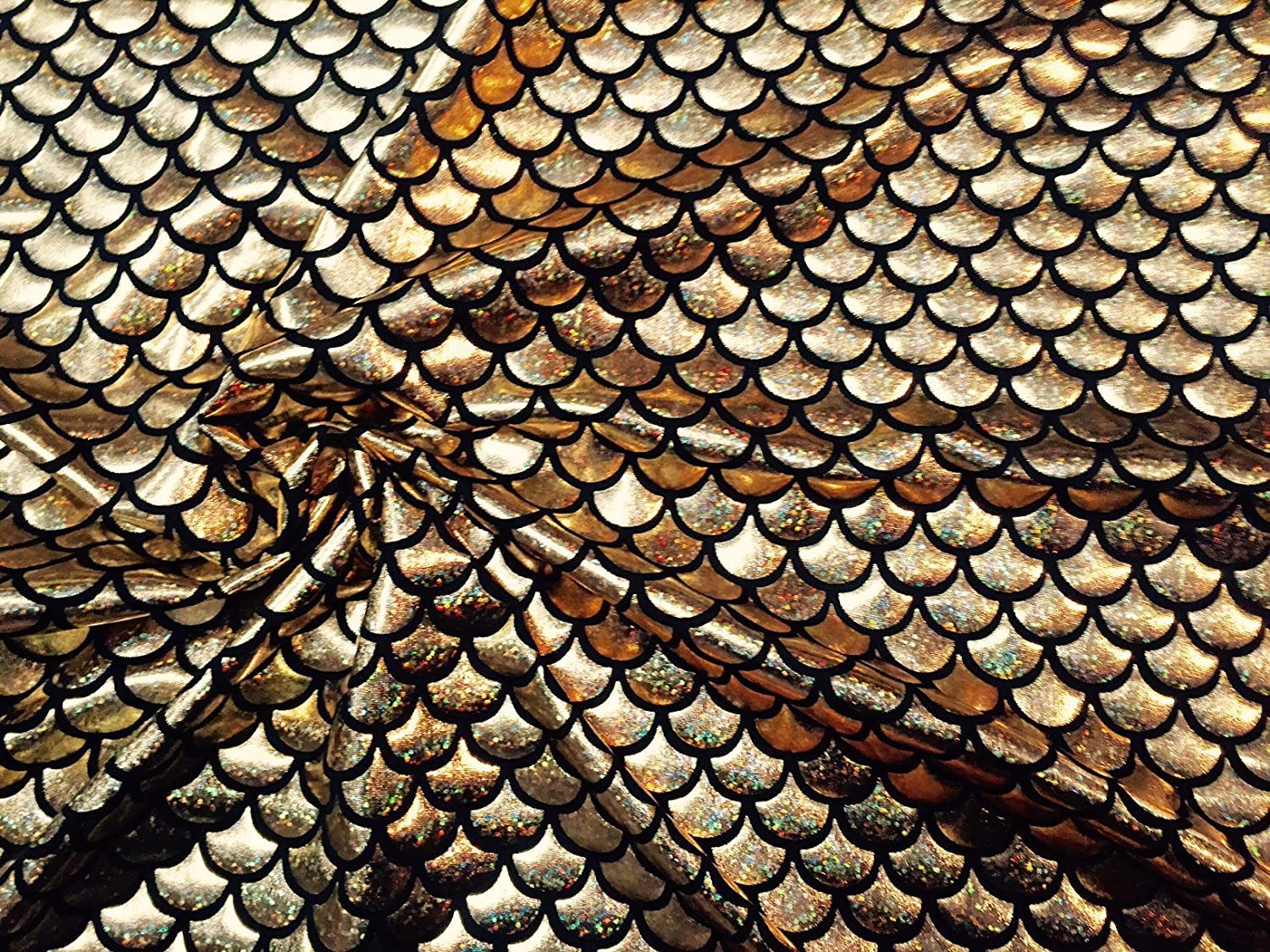 Mermaid Scale Print Fabric Fish Tale Scales Foil, 2 Way Stretch Material Lycra Spandex, Bikini, Costume, Dress, Decor - Image 2
