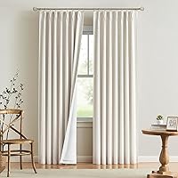 VisionHome Linen Blended Pinch Pleated Blackout Curtains 40x102 Inch - 100% Room Darkening Thermal Insulated Drapes 2 Panels with Hooks for Bedroom Living Room