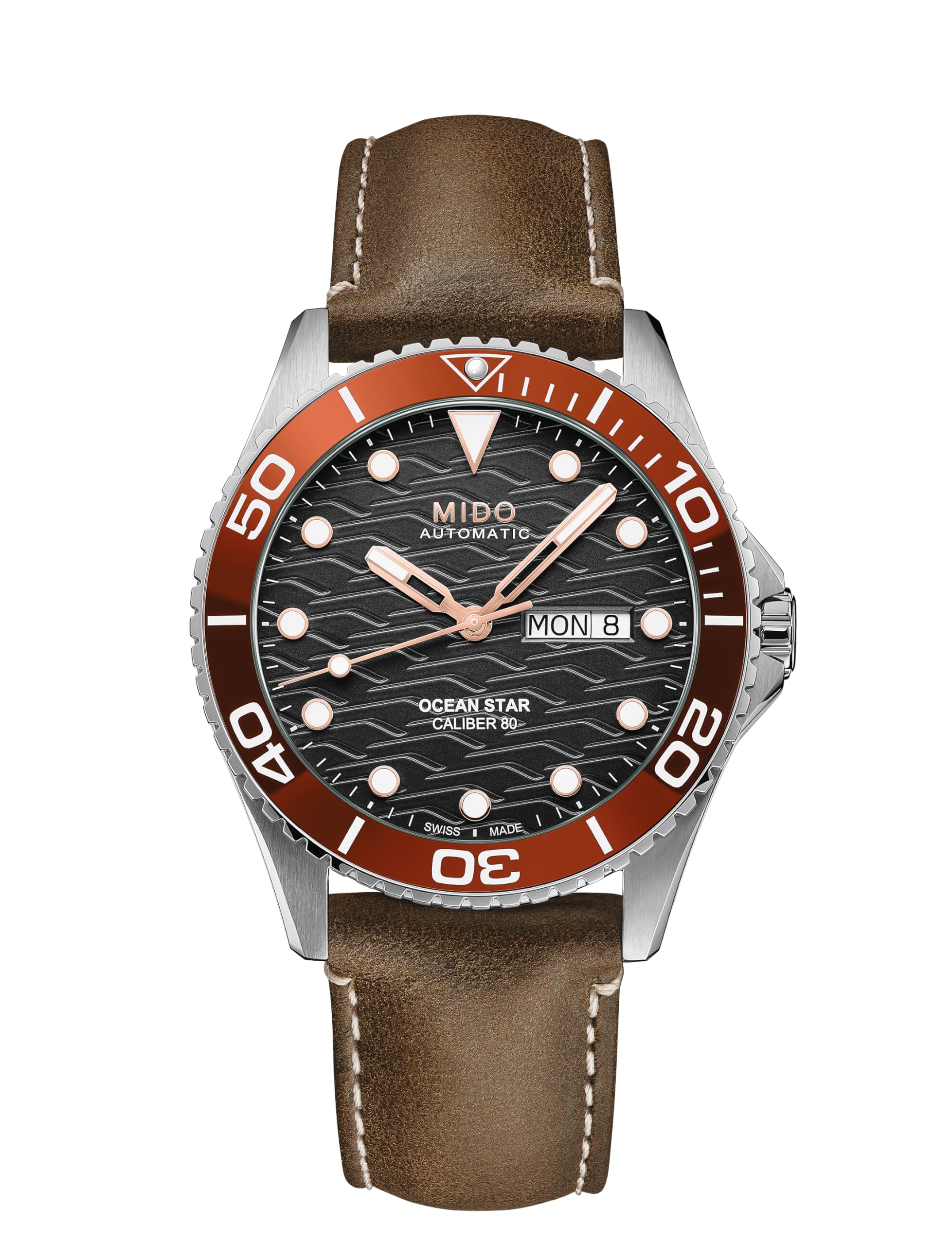 MIDO Ocean Star 200C Szwajcarski automatyczny zegarek do nurkowania dla mężczyzn - koperta ze stali nierdzewnej 42,5 mm - Ceramiczna obrotowa ramka - Tarcza z falami z dniem, kalendarzem daty