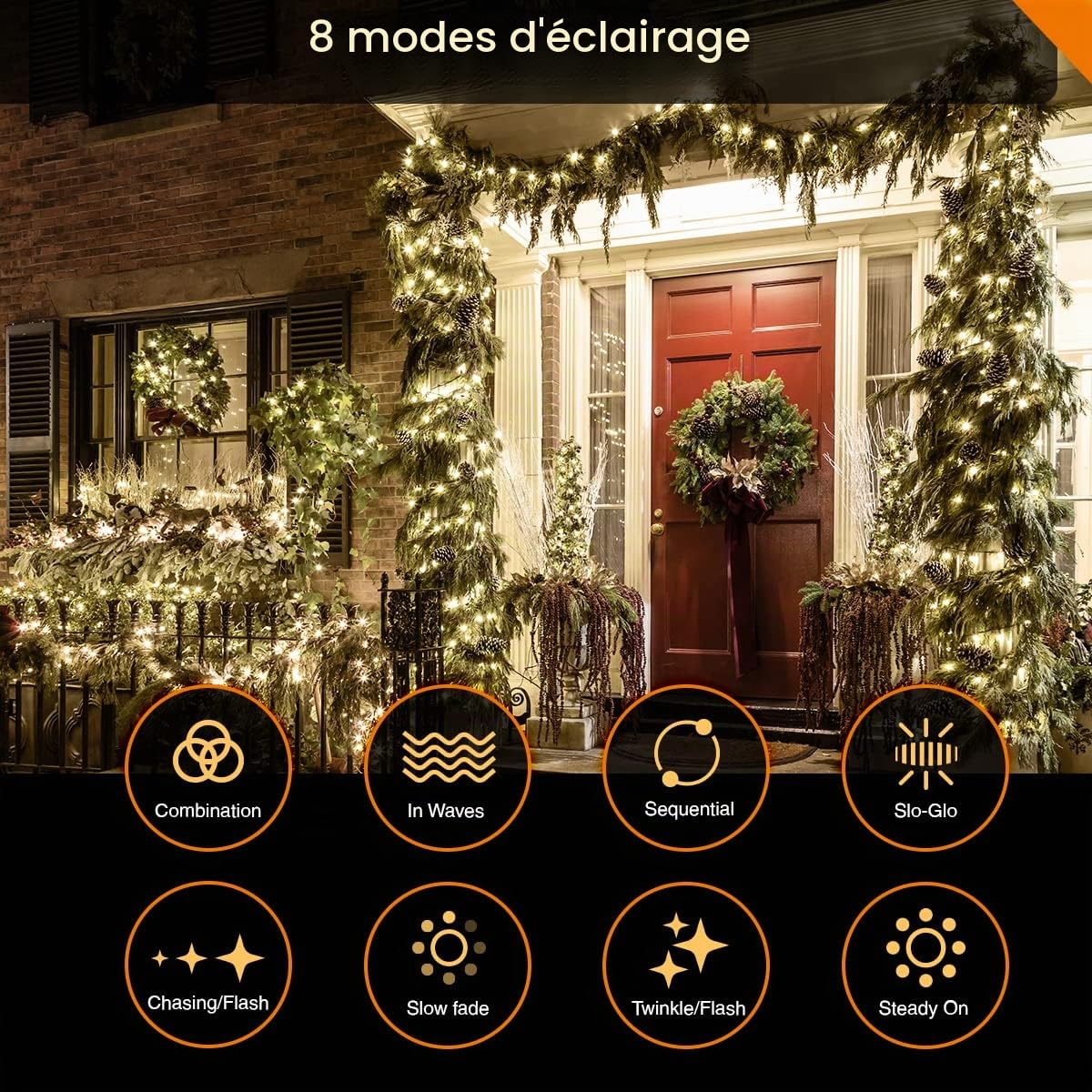 ANSIO® Guirlande Lumineuse 30m 300 LED Blanc Chaud Guirlandes Lumineuses Sapin de Noel d'Extérieur et Intérieur Idéales pour Fenêtre, d’un Jardin | électrique Guirlande | Câble Vert
