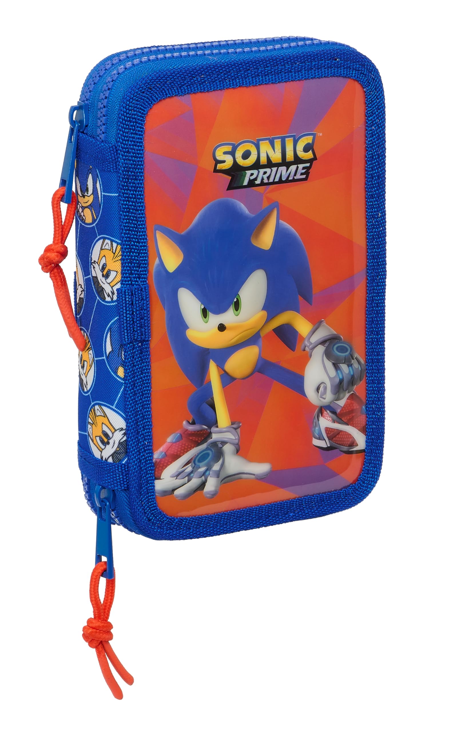 Sonic Prime - Estuche Escolar Niño, Estuche con Colores, con 28 Útiles Incluidos, Ideal para Niños de 5 a 14 Años, Cómodo y Versátil, Calidad y Resistencia, 12.5x4x19.5 cm, Color Azul
