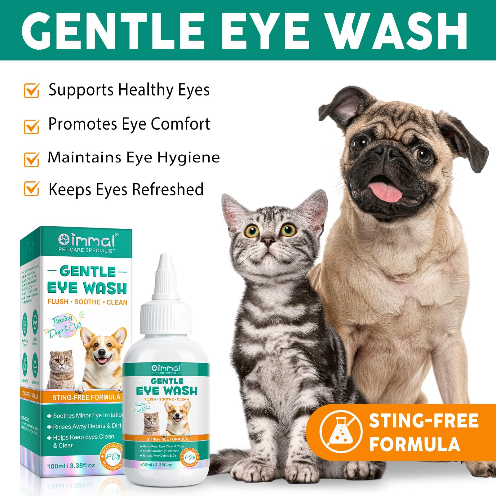 Pet Eye Drops for Dogs & Cats, Relieve Eyes Itching & Irritation, Pink Eye & Allergies Symptoms, Used to Clean Tear Stains, Remove Eye Stains, and Relieve Dryness - Suitable for All Animals (1) - image 6
