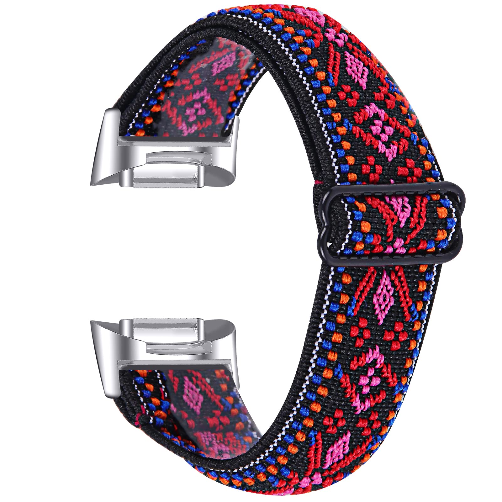 Gimuk Compatible with Fitbit Charge 5 Strap for Women Men, Soft Nylon Woven Stretchy Adjustable Elastic Replacement Sport Strap Wristband for Fitbit Charge 5 Small Large (Red) — image 1