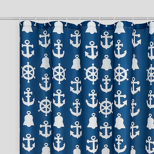 Miniatura 2 de DriftAway Cortina de ducha náutica, cortina de ducha con anclaje para baño, cortina de ducha rústica con timón oceánico para bañera, cortina de