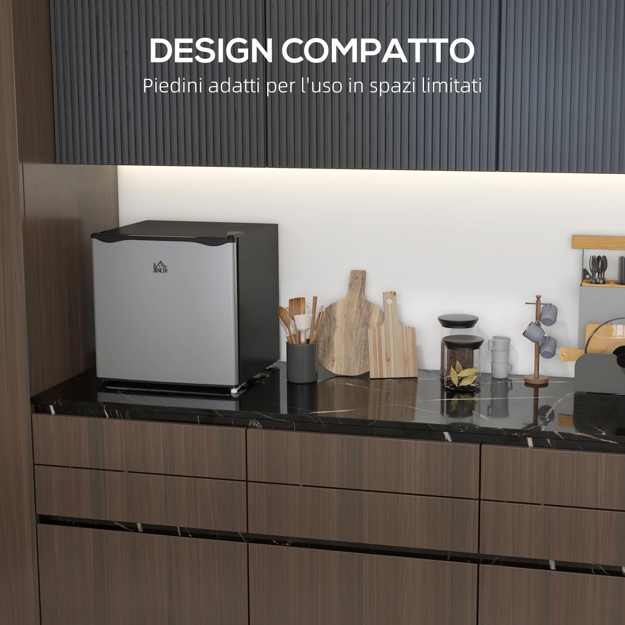 HOMCOM Mini Congelatore 35L, Congelatore Piccolo Silenzioso, Porta Reversibile, Libera Installazione, Temperatura Regolabile -14 ℃- -24℃, Ripiano Rimovibile, Freezer per Ufficio Hotel, 47x44.2x48.8 cm