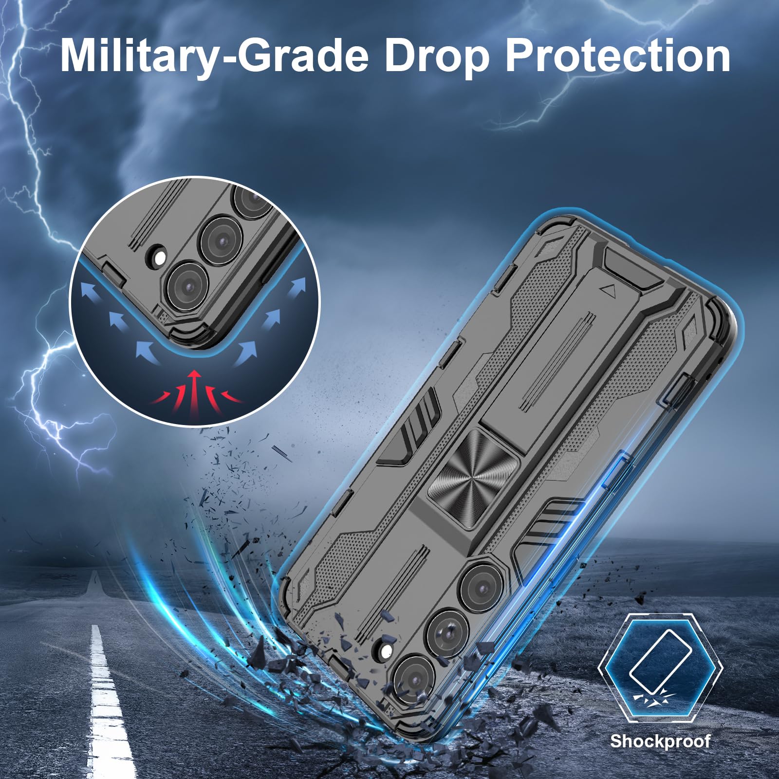 Funda para CMF Phone 2 Pro, Carcasa Antigolpes con Soporte anular metálico, Case Protectora de Grado Militar, Negro — view 853