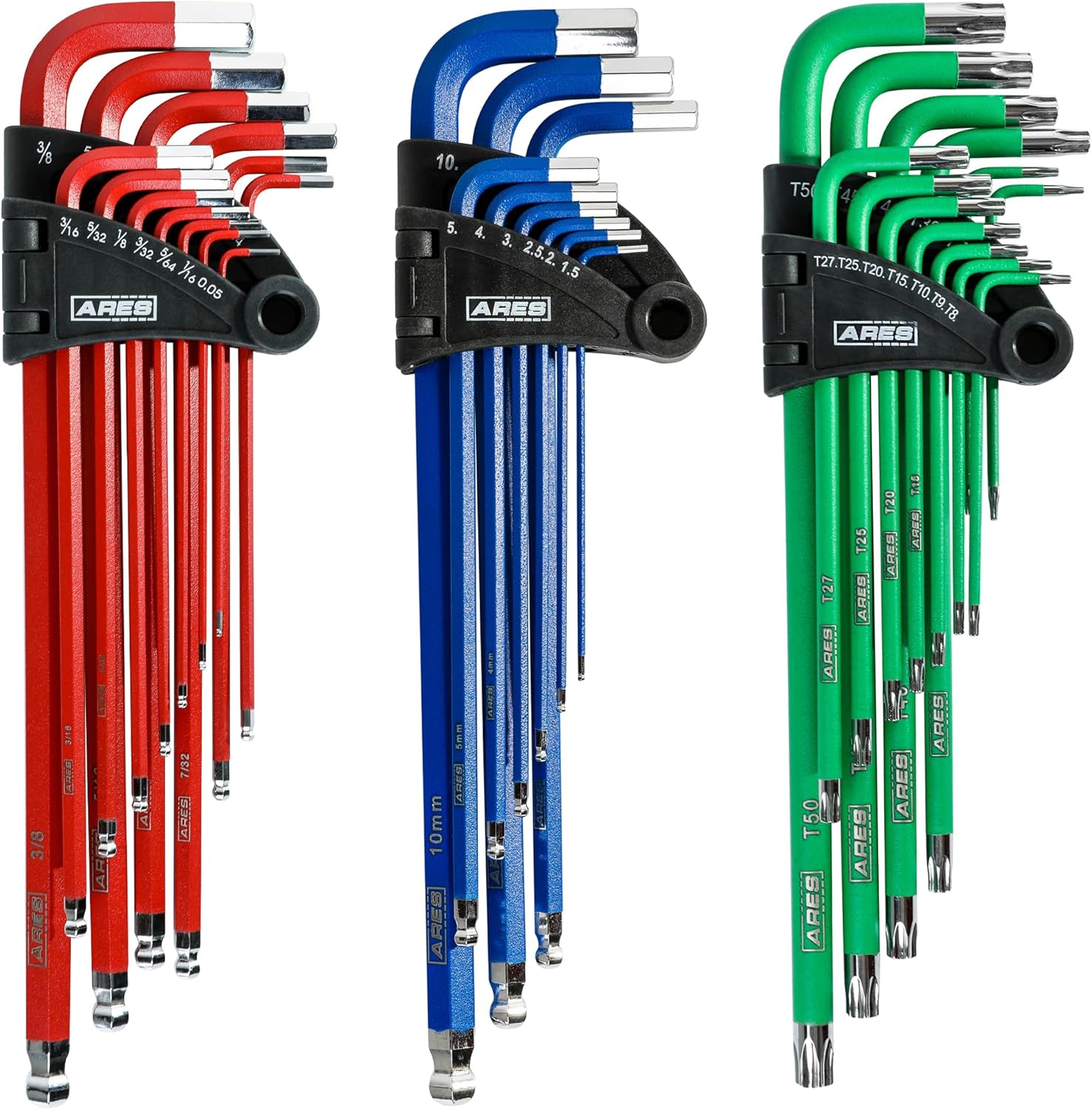 ARES 44035 35Piece Long Arm Hex and Star Key Set Allen Wrench Set