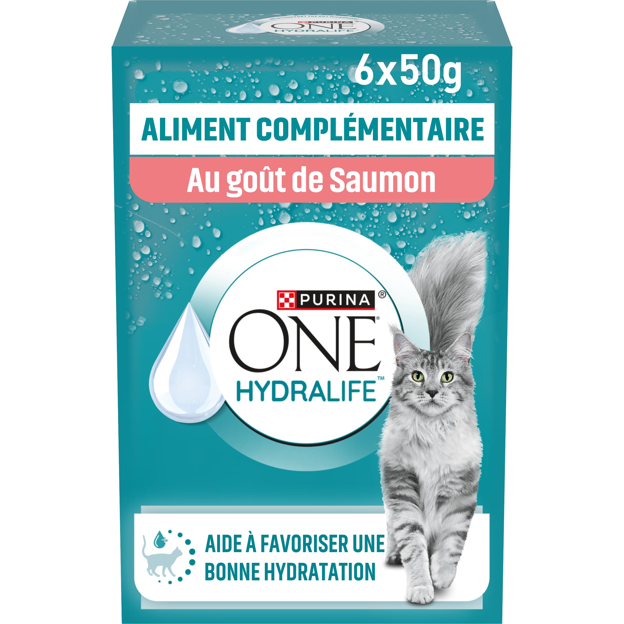 PURINA ONE HYDRALIFE, mokra karma dla kotów do zaopatrzenia w płyny, z łososiem, opakowanie 48 sztuk (48 x 50 g) | karma dla kota mokra z łososiem