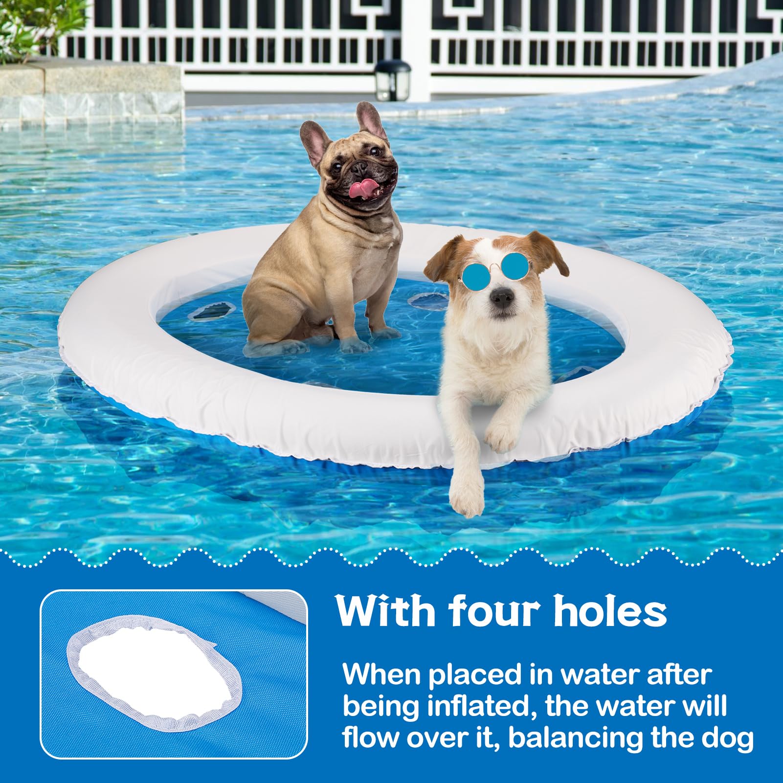 Dog Pool Floaty Dog Raft For Pool, Inflatable Dog Swimming Float